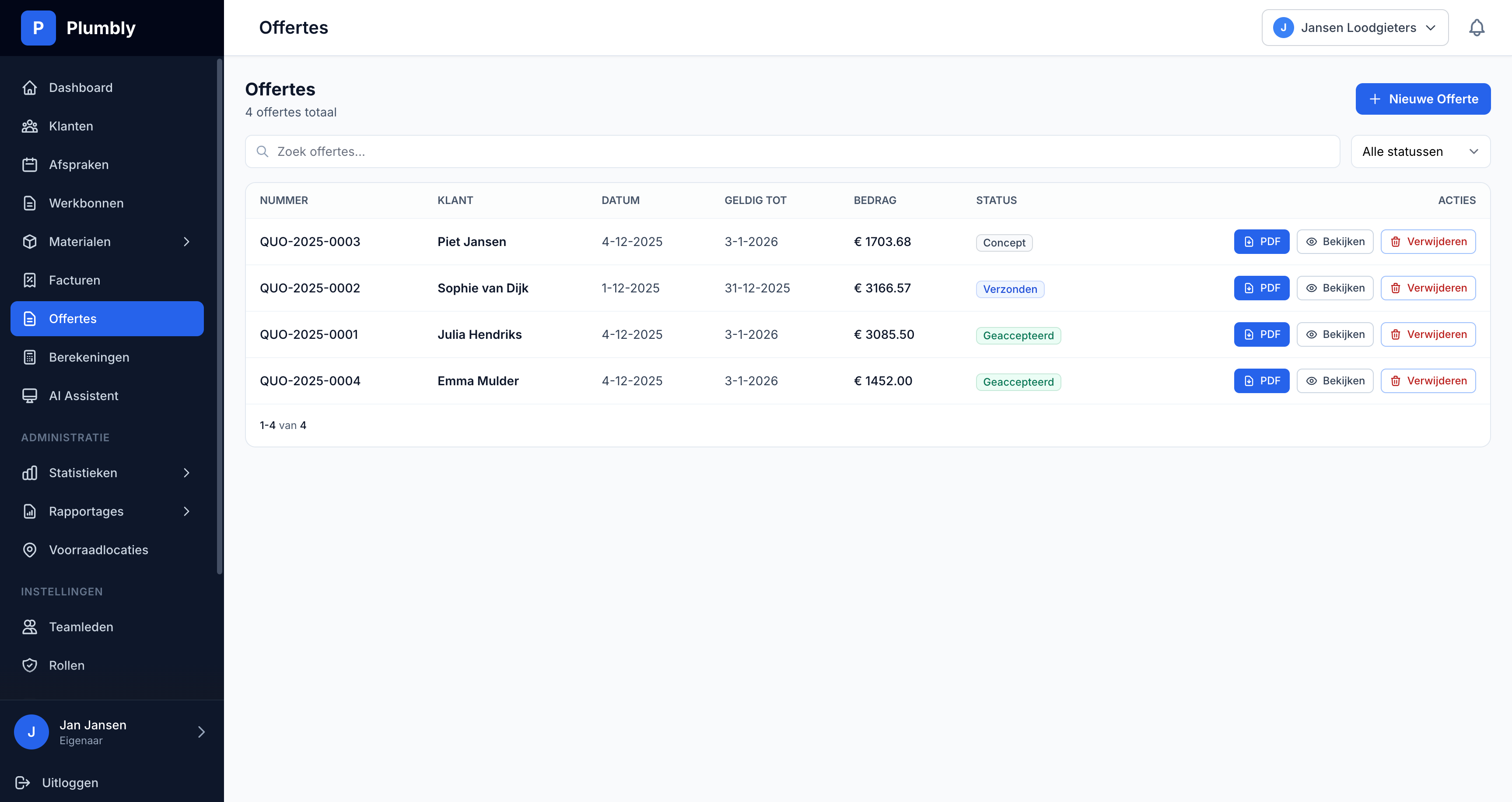 Plumbly - Loodgieter Software voor Werkbonnen, Offertes & Planning